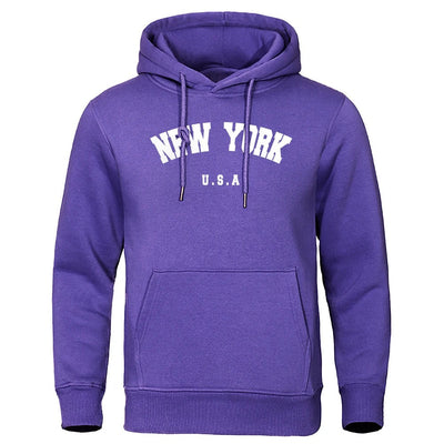 Espen - Übergroßer Pullover mit Kapuze und New York USA Buchstabenaufdruck für Männer und Frauen