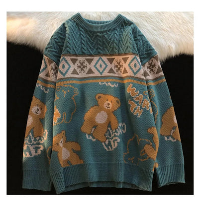 Sophie - Damen Pullover mit Bärenmotiv und Norweger-Muster