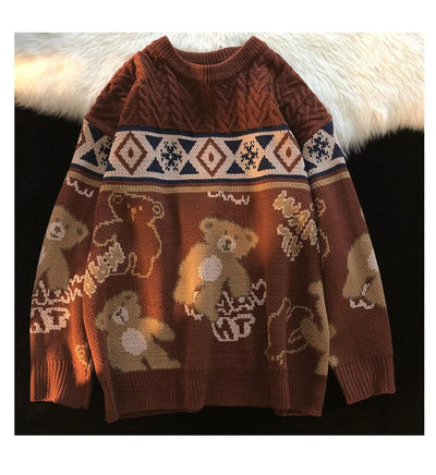 Sophie - Damen Pullover mit Bärenmotiv und Norweger-Muster
