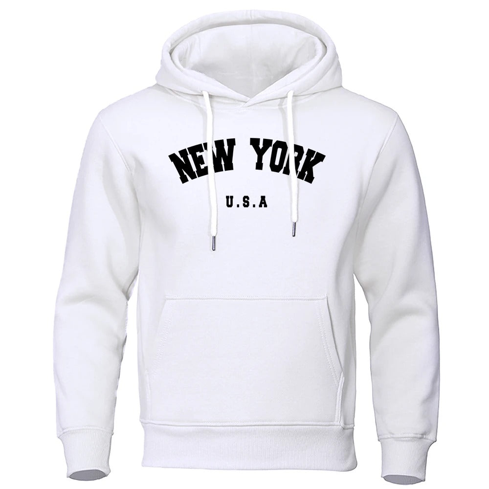 Espen - Übergroßer Pullover mit Kapuze und New York USA Buchstabenaufdruck für Männer und Frauen