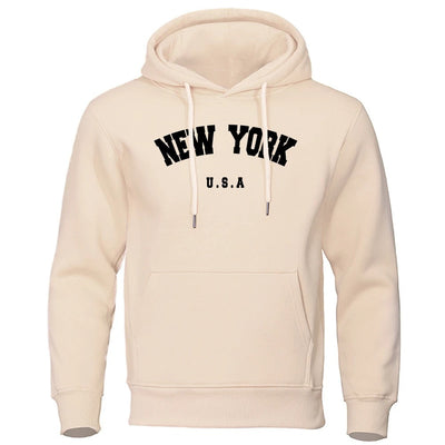 Espen - Übergroßer Pullover mit Kapuze und New York USA Buchstabenaufdruck für Männer und Frauen