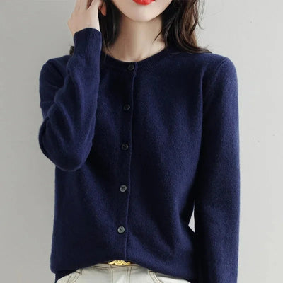 Elina - Damen Strick-Cardigan mit Rundhalsausschnitt