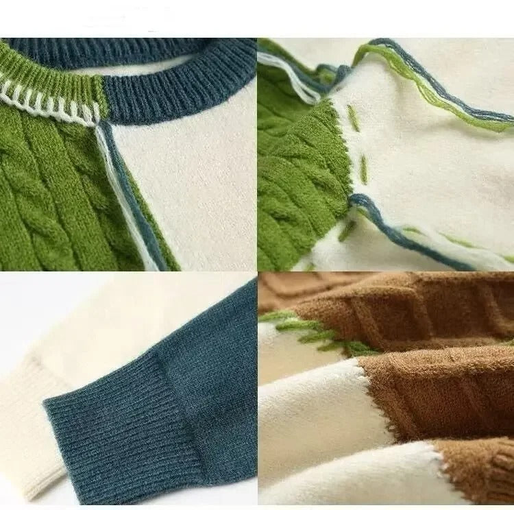 Benedetto - Herren Pullover im Patchwork-Stil