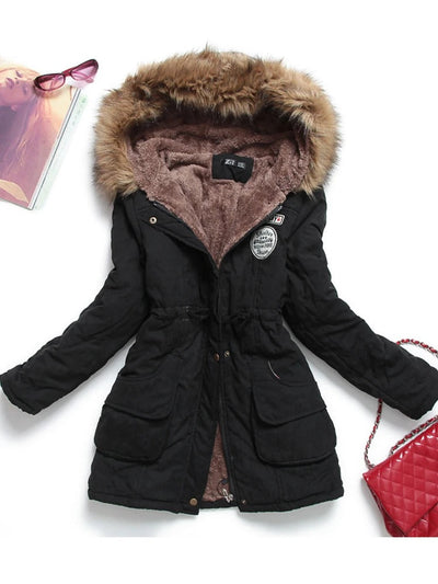 Nora - Damen Warmer Winterparka mit Fellkapuze