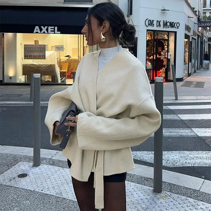 Elisa - Damen Wickeljacke mit Gürtel