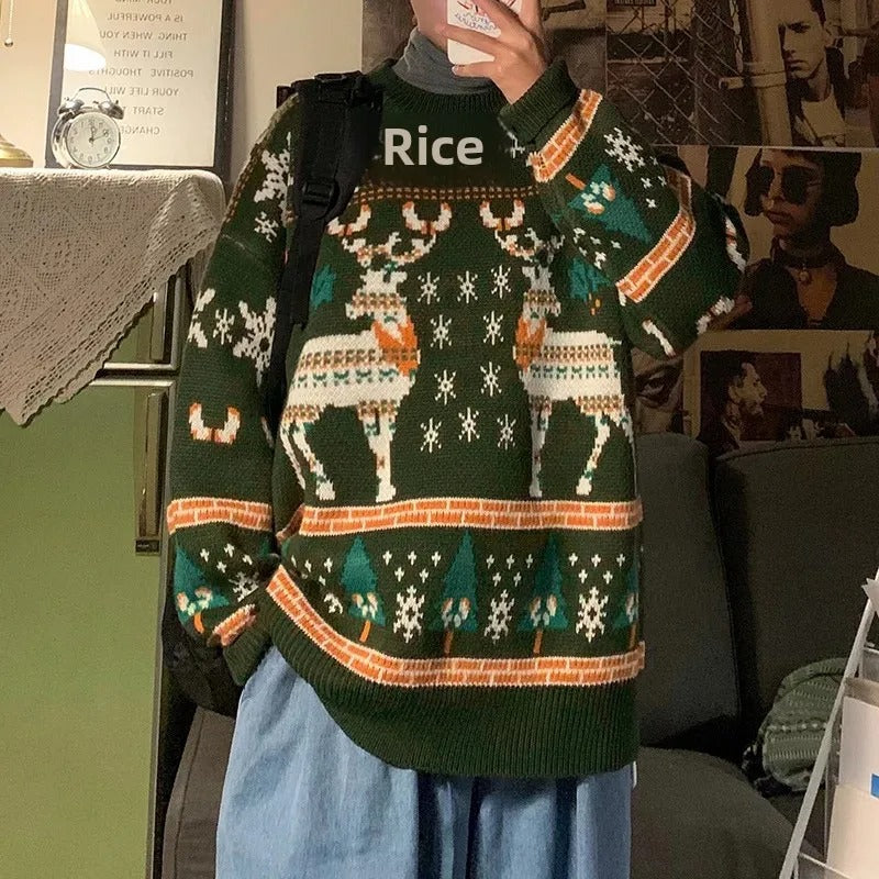 Annalise - Damen Weihnachtspullover im Retro-Look mit Rentiermotiv