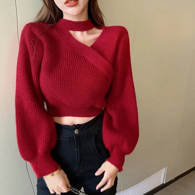 Stella - Damen Cropped Pullover mit Ausschnitt
