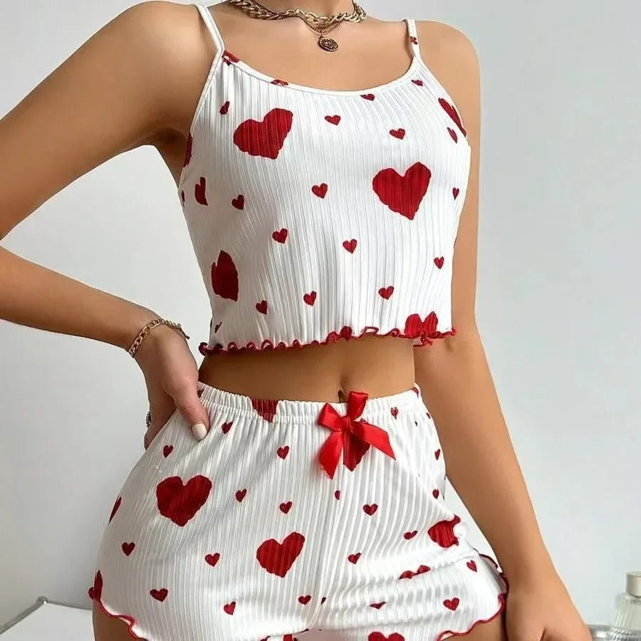 Liana - Damen Schlafset mit Herzchen-Design