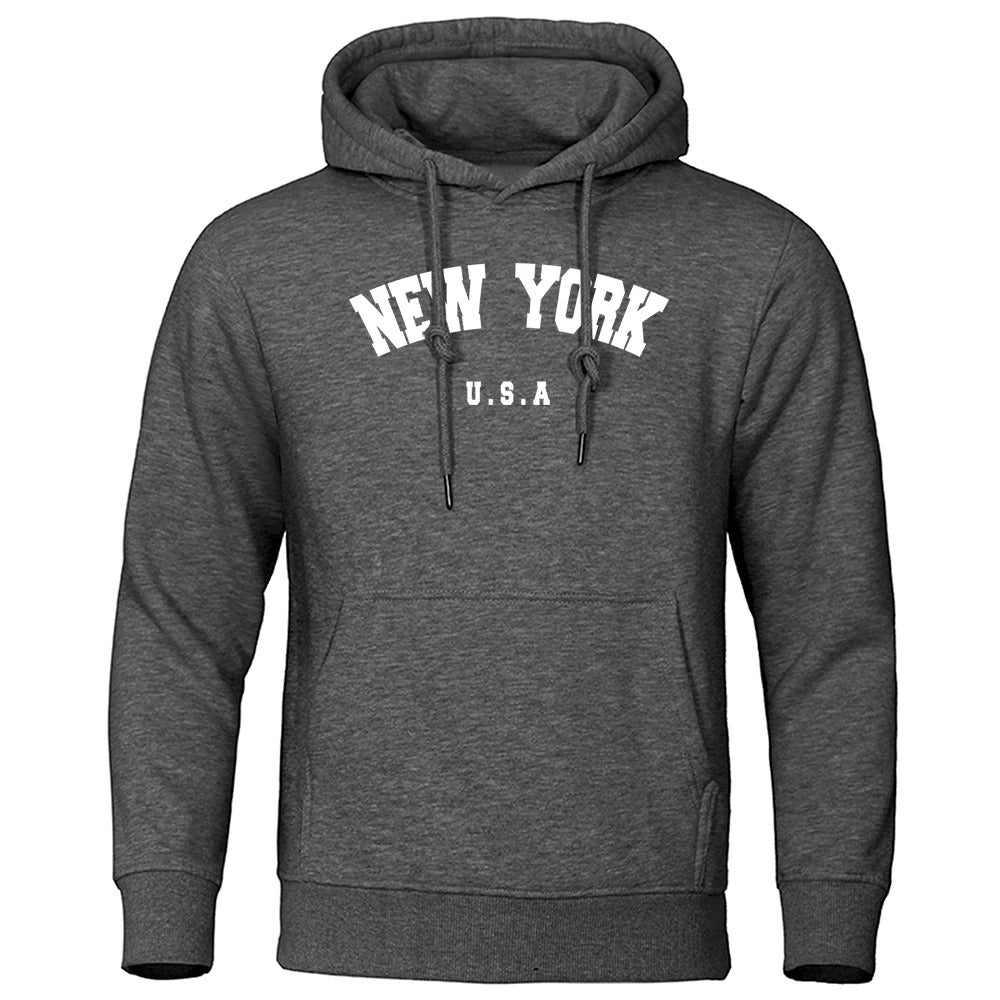 Espen - Übergroßer Pullover mit Kapuze und New York USA Buchstabenaufdruck für Männer und Frauen