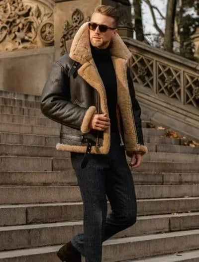 Jake - Herren Fliegerjacke mit Fellfutter