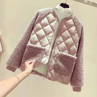 Mila - Damen Steppjacke mit Teddyärmeln