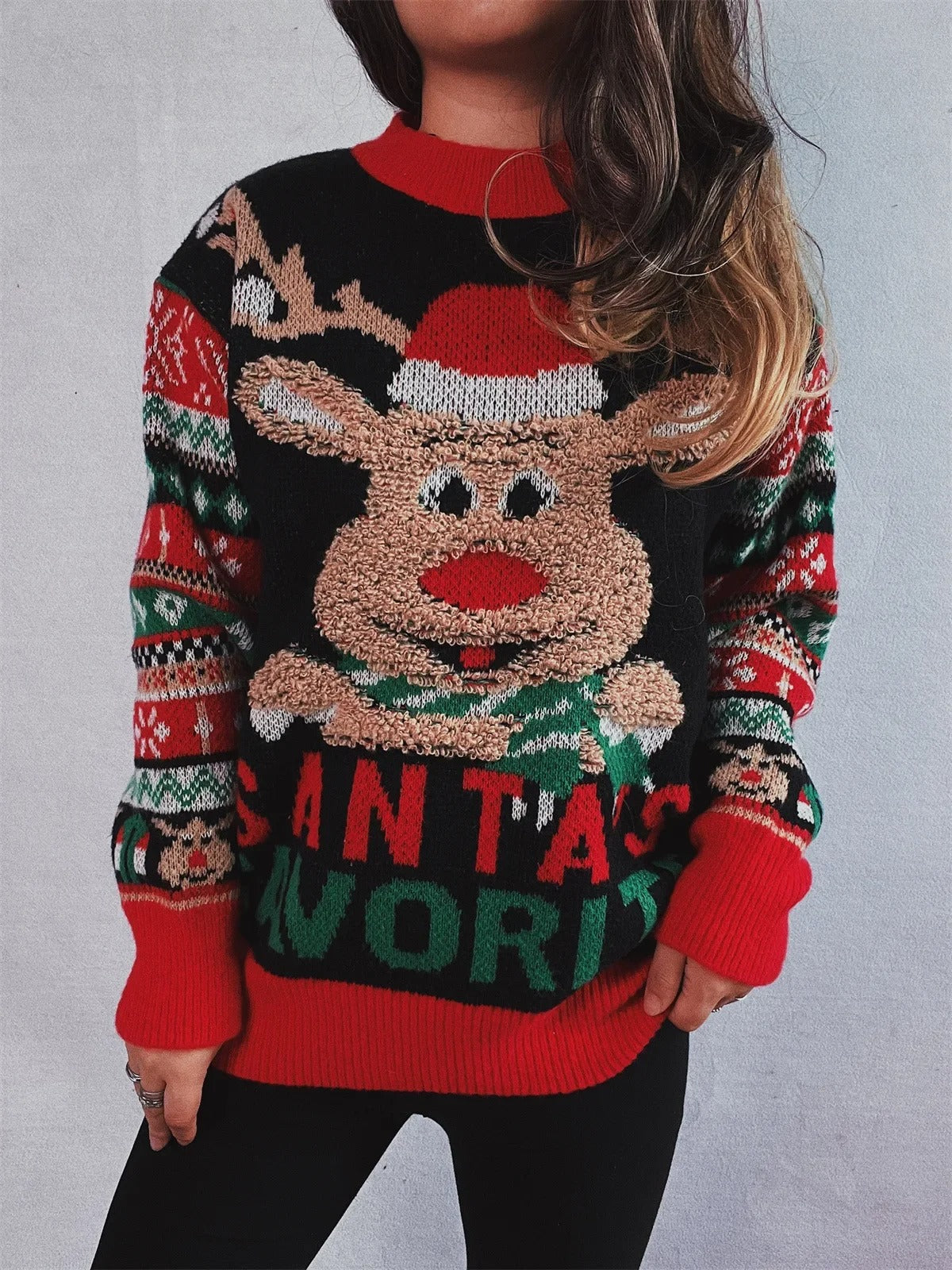 Clara - Damen Weihnachtspullover mit Rentier-Design