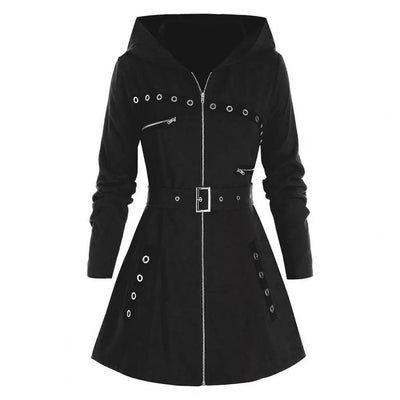 Raven - Damen Gothic Mantel mit Kapuze