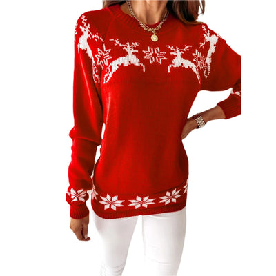 Melanie - Damen Weihnachtspullover mit Rentiermuster