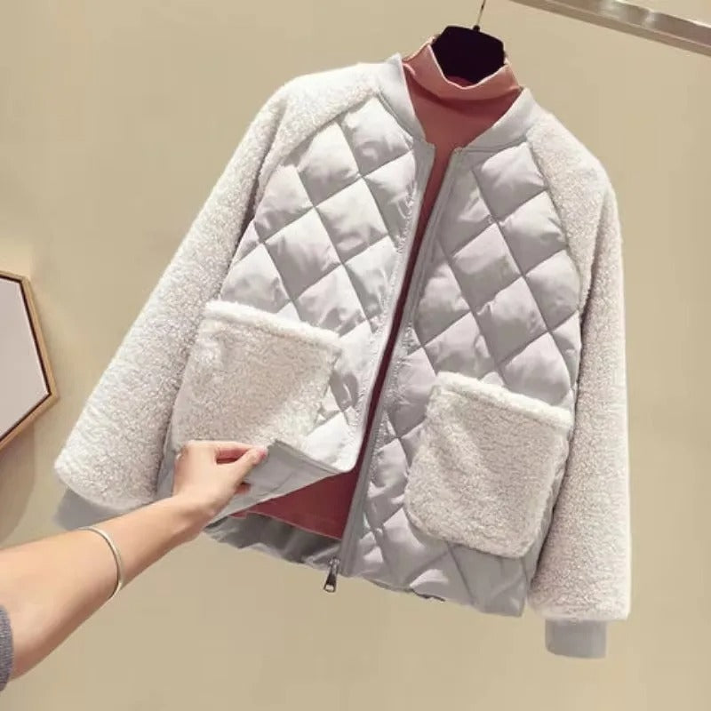 Mila - Damen Steppjacke mit Teddyärmeln