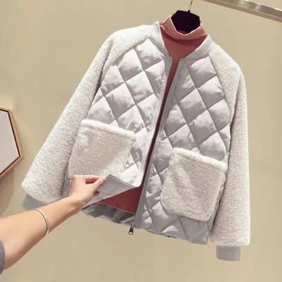 Mila - Damen Steppjacke mit Teddyärmeln