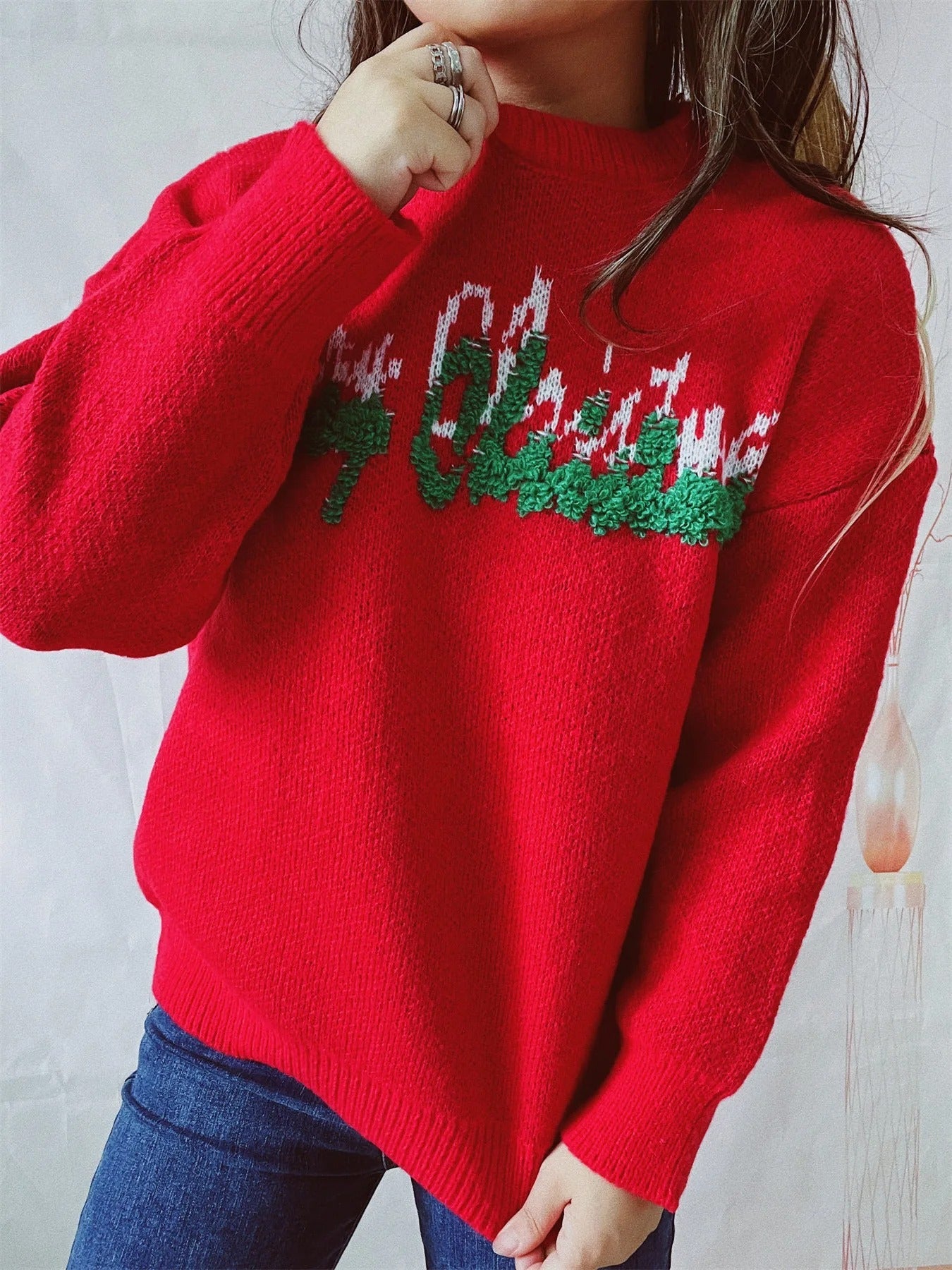 Nadine - Damen Weihnachtspullover mit Schriftzug