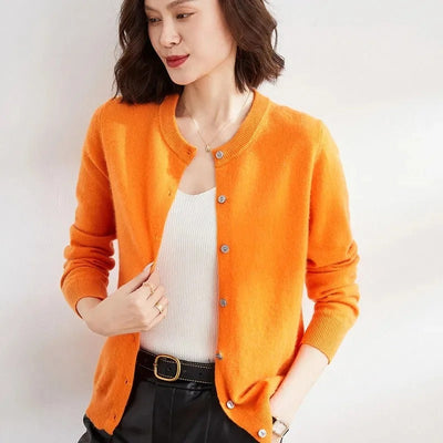 Elina - Damen Strick-Cardigan mit Rundhalsausschnitt