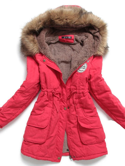 Nora - Damen Warmer Winterparka mit Fellkapuze