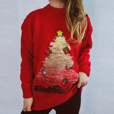 Clarissa - Damen Weihnachtspullover mit Kreativem Tannenbaum-Design