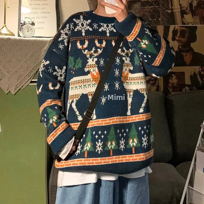 Annalise - Damen Weihnachtspullover im Retro-Look mit Rentiermotiv