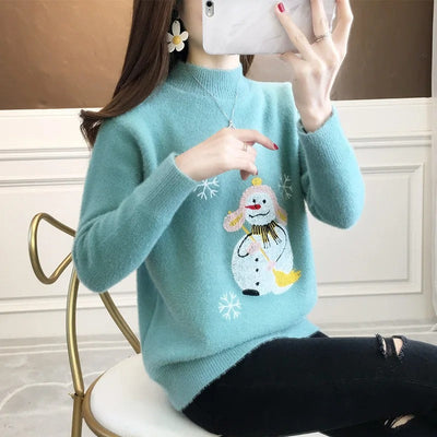 Vera - Damen Pullover mit Schneemann-Motiv