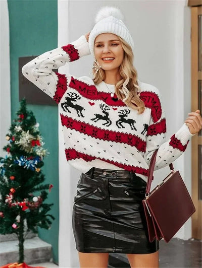 Celeste - Eleganter Damen Weihnachtspullover mit Rentiermuster