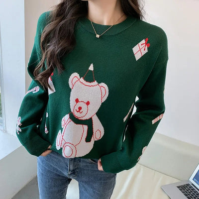 Leonie - Damen Weihnachtspullover mit Bärenmotiv