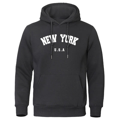 Espen - Übergroßer Pullover mit Kapuze und New York USA Buchstabenaufdruck für Männer und Frauen