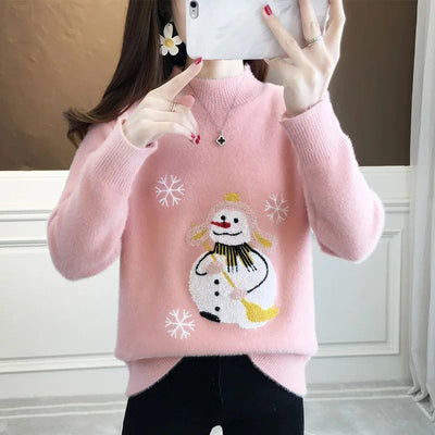Vera - Damen Pullover mit Schneemann-Motiv