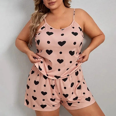Valentina - Damen Schlafanzug-Set mit Herzmuster
