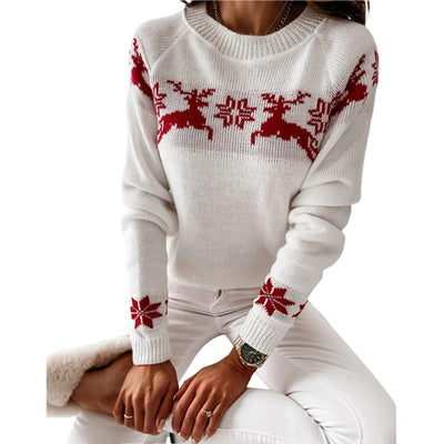 Melanie - Damen Weihnachtspullover mit Rentiermuster