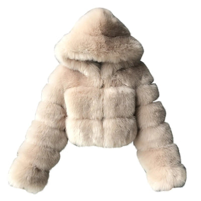Celina - Damen Kunstpelzjacke mit Kapuze