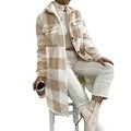 Bella - Damen Kuschelige Karojacke in Longform