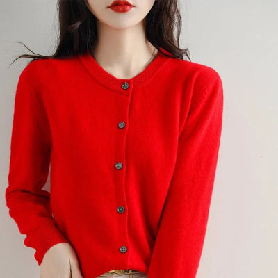 Elina - Damen Strick-Cardigan mit Rundhalsausschnitt