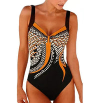 Schmeichelndes Badeanzug mit Druck in Orange