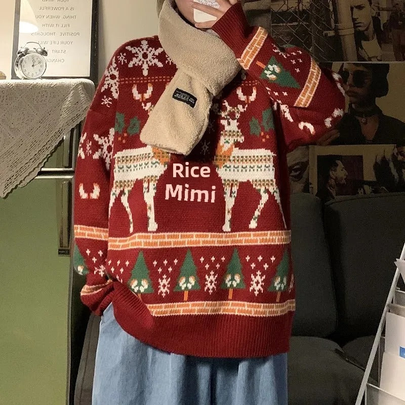 Annalise - Damen Weihnachtspullover im Retro-Look mit Rentiermotiv