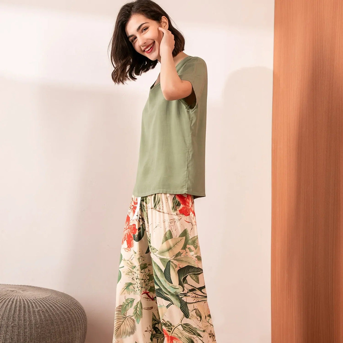 Alina - Damen Pyjama-Set mit Blumendruck