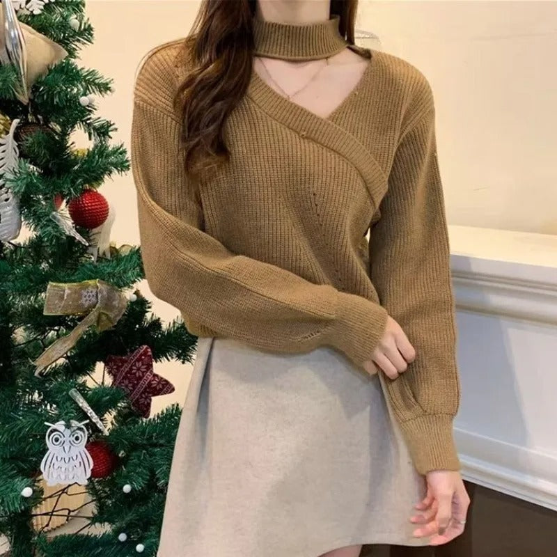 Stella - Damen Cropped Pullover mit Ausschnitt