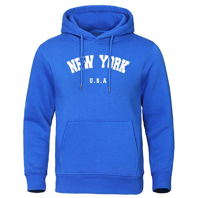 Espen - Übergroßer Pullover mit Kapuze und New York USA Buchstabenaufdruck für Männer und Frauen