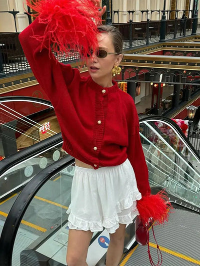 Ruby - Damen Bluse mit Federdetails