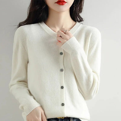 Elina - Damen Strick-Cardigan mit Rundhalsausschnitt