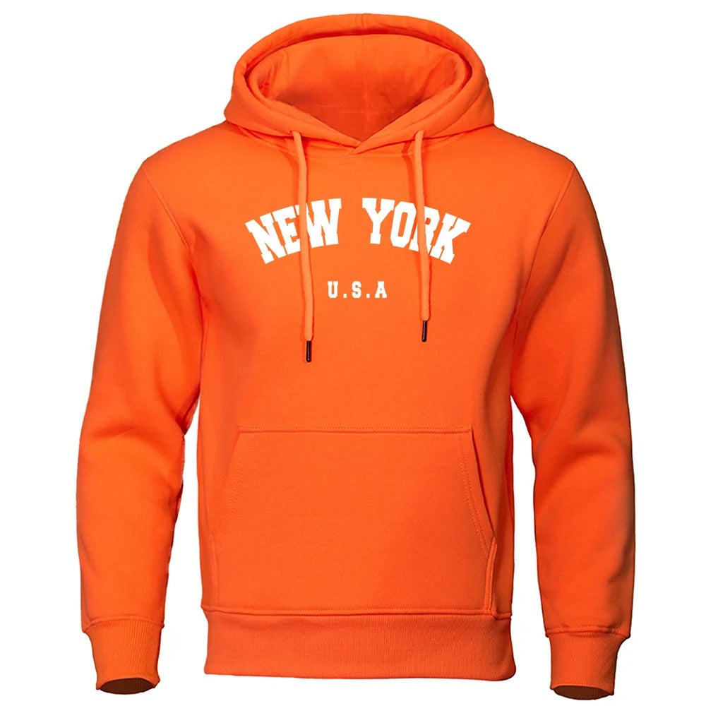 Espen - Übergroßer Pullover mit Kapuze und New York USA Buchstabenaufdruck für Männer und Frauen