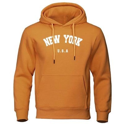 Espen - Übergroßer Pullover mit Kapuze und New York USA Buchstabenaufdruck für Männer und Frauen