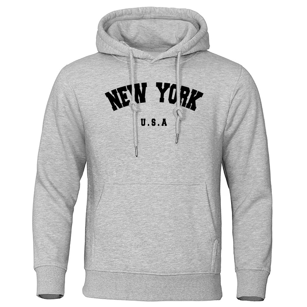 Espen - Übergroßer Pullover mit Kapuze und New York USA Buchstabenaufdruck für Männer und Frauen