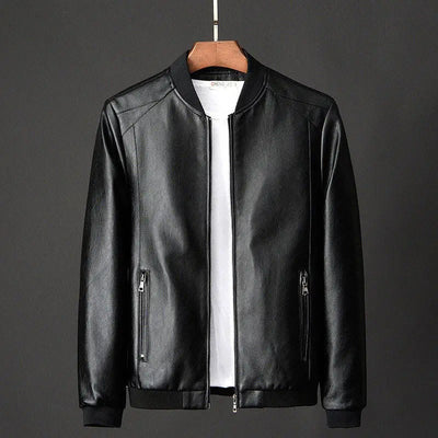 Vintage Zip-Up Vegane Lederjacke für Herren | Ideal für den Winter