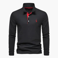 Klassisches Herren-Poloshirt mit langen Ärmeln – vielseitige Eleganz und Komfort in Schwarz