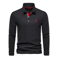 Langärmliges Poloshirt für Herren in Schwarz