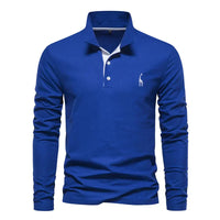 Klassisches langärmliges Poloshirt für Herren in Blau