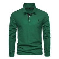Klassisches langärmliges Poloshirt für Herren in Grün
